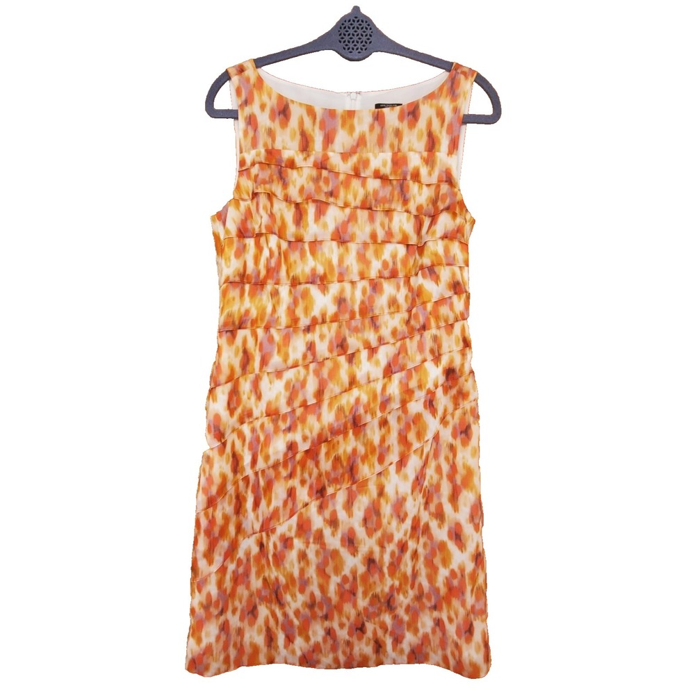 Ann Taylor Silk Dress Sleeveless Lined Knee Length w/ Back Zipper Orange Size 8
